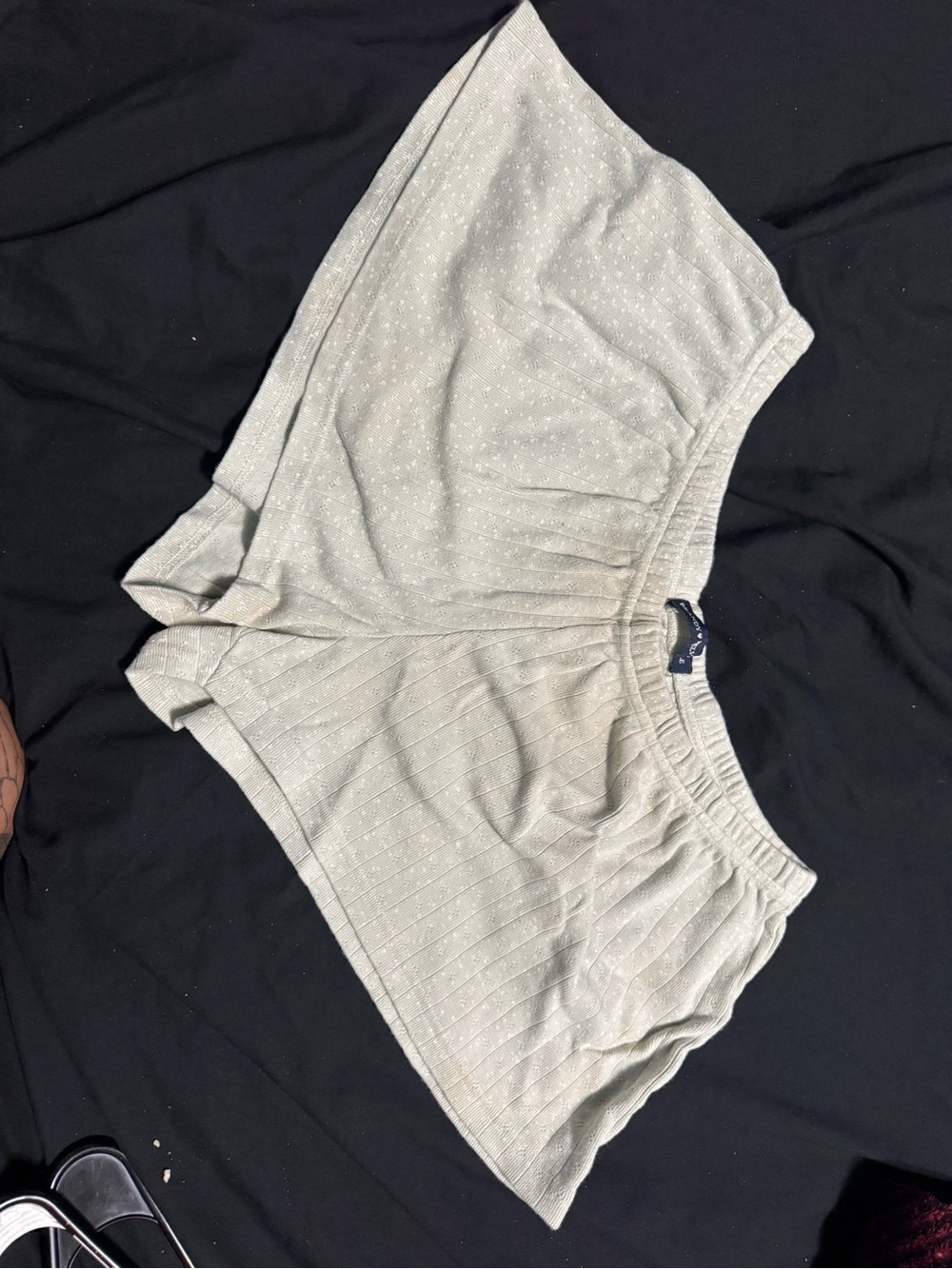 Brandy Melville Light Green Ribbed Knit High-Waist Shorts